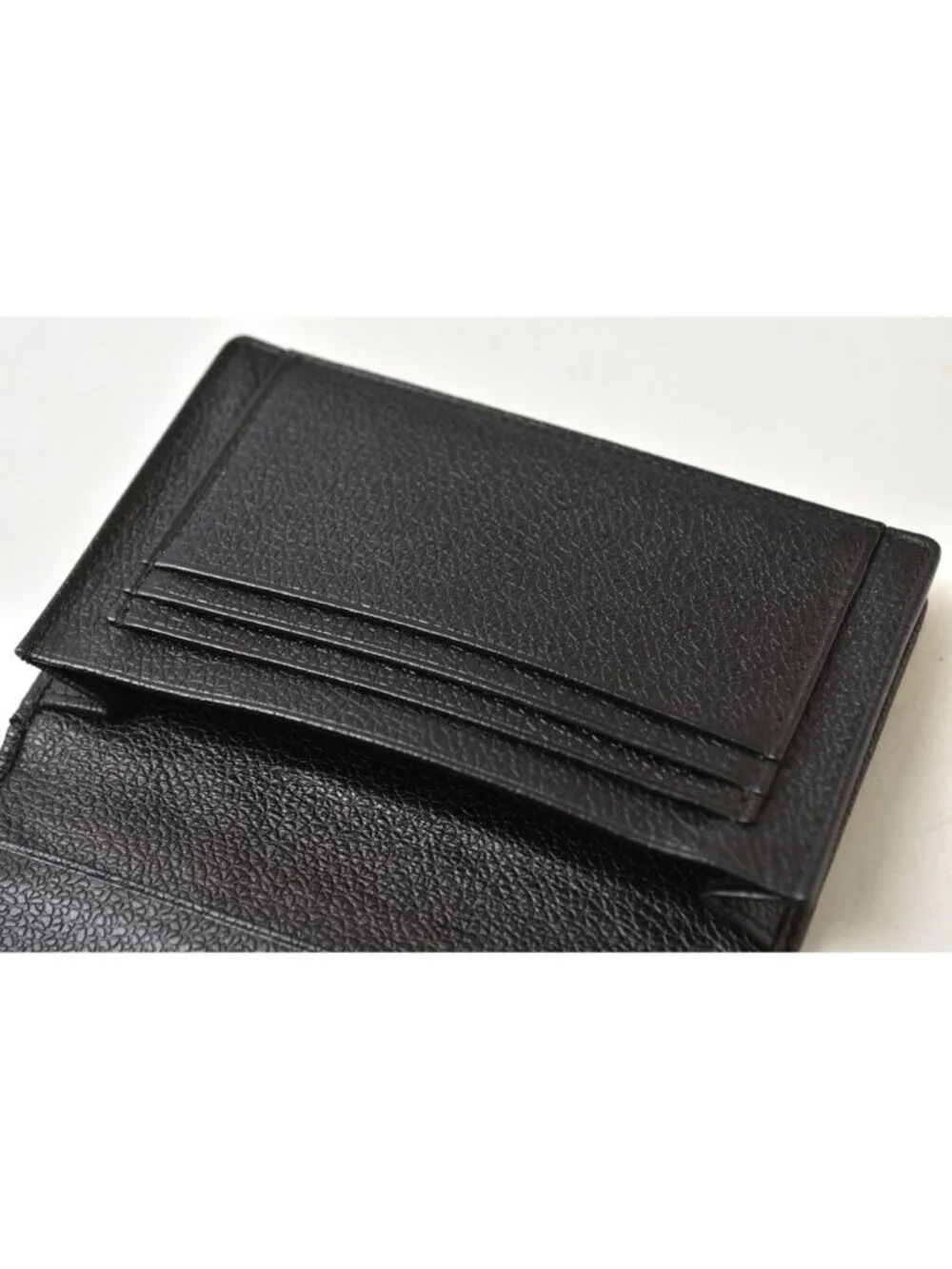 Bvlgari Card Case Business Logo Plate Leather Black Silver